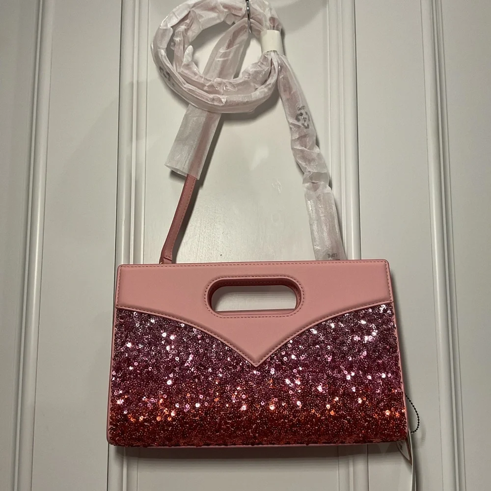 MCM Diamond Tote In Sequin Lamb Leather Pink NWT - Picture 10 of 13
